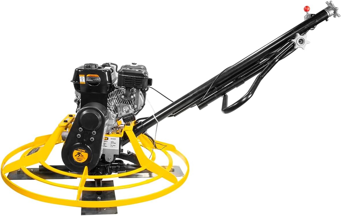 Lucky Cm 6.5HP Walk Behind Power Trowel Gas-Powered Surface Smoother Finisher Screed Concrete Cement w/ Finishing Blades