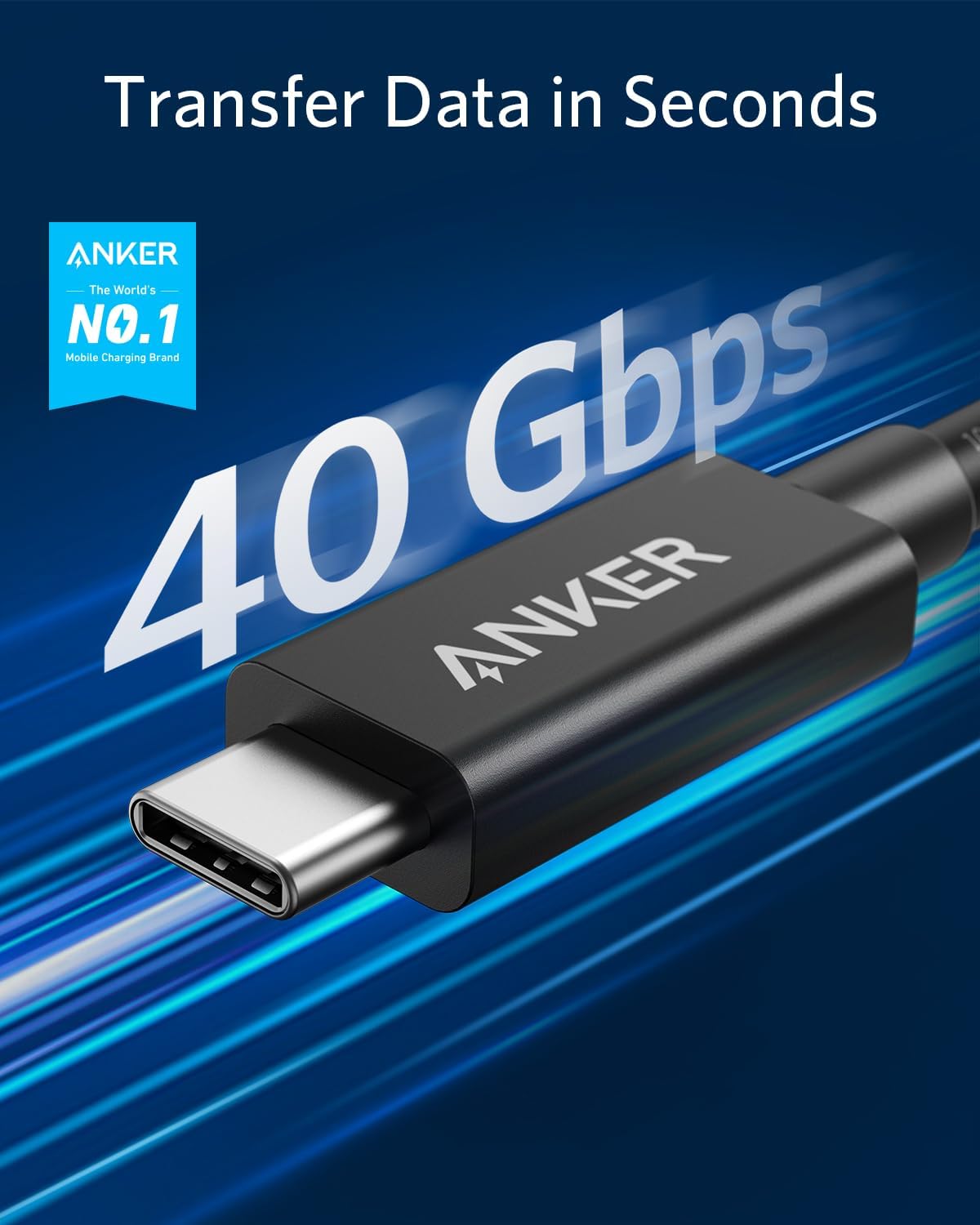 Anker USB C Cable,Thunderbolt 3.0,100W Charging(1.6FT),Supports 5K Display and 40 Gbps Data Transfer,for iPhone 16/15,MacBook,Samsung Galaxy S23,and More