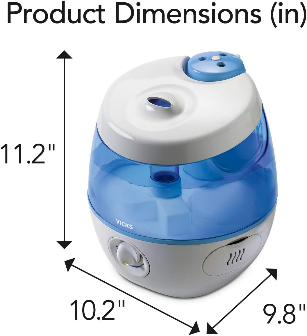 Vicks Sweet Dreams Cool Mist Humidifier, Blue, Medium Room, 1 Gallon Tank – Filter Free Cool Mist Humidifier for Baby and Kids Rooms with Light Up Display, Works with Vicks VapoPads