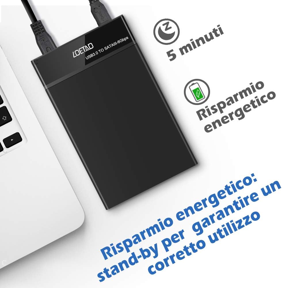 LOETAD External Hard Drive Housing for 3.5"/2.5", USB 3.0, with USAP Enclosure External Hard Drive for 7mm and 9.5mm SATA I/II/III HDD SSD up to 10TB Compatible with Windows/Lunux/Mac PC, Smart TV, etc.