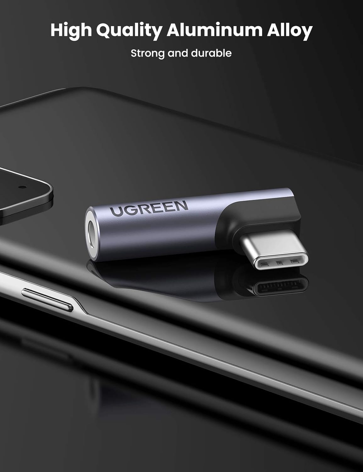 UGREEN USB C to 3.5mm Adapter Hi-Fi Stereo Type C Aux Jack Headphone Angled Car Audio Dongle Compatible with Huawei P40 P30, Nord 2 10 9 Pro 8T 7T 7Pro 6T, Mi 11 10,Find X5 X3 Reno4
