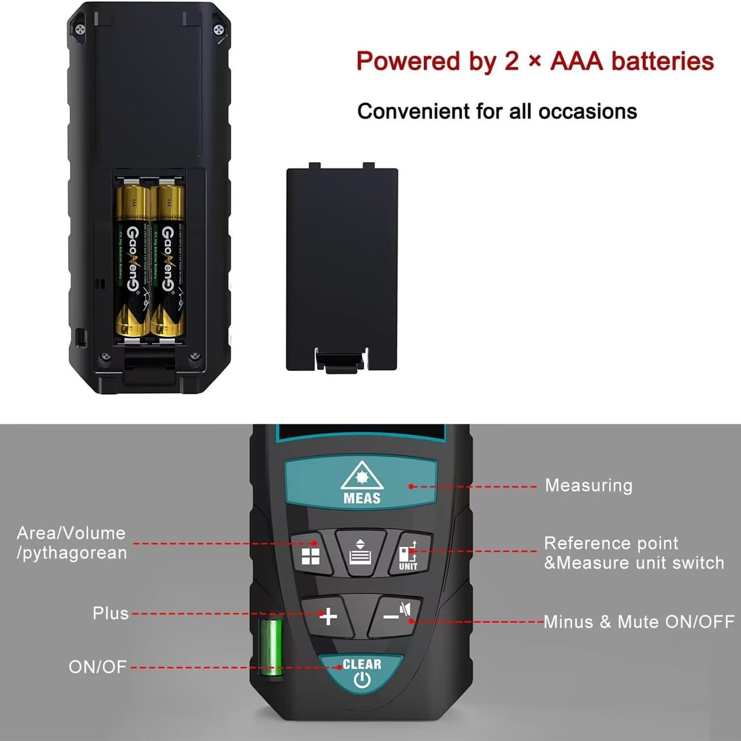 Laser Measure 50M/165ft,RockSeed Digital Laser Distance Meter with 2 Bubble Levels,Portable M/in/Ft Unit Switching Backlit LCD and Measuring...