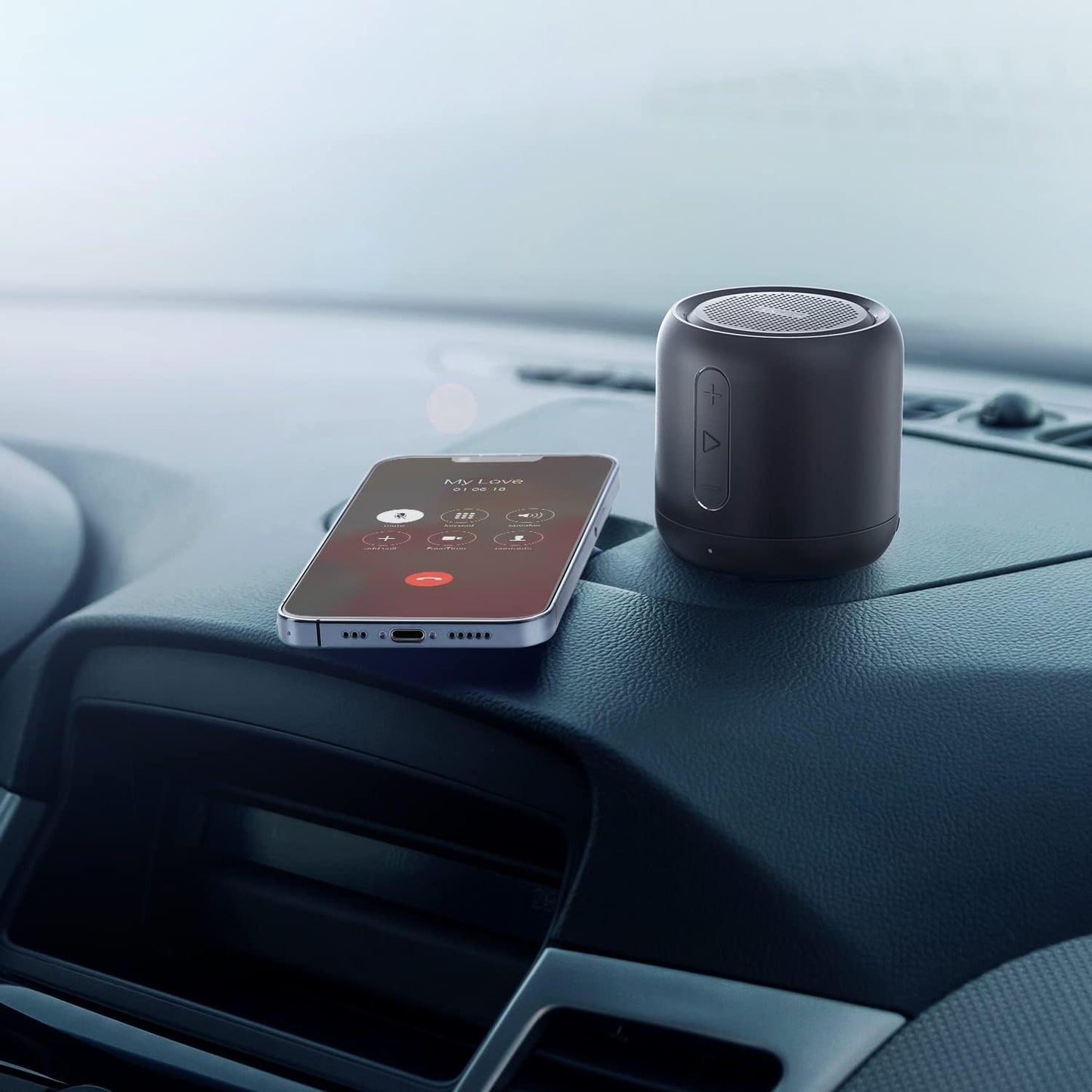 Soundcore Anker Mini, Super-Portable Bluetooth Speaker with FM Radio, 15-Hour Playtime, 66 ft Bluetooth Range, Enhanced Bass, Noise-Cancelling Microphone for Leisure and Work Use