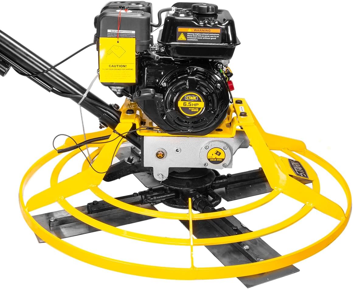 Lucky Cm 6.5HP Walk Behind Power Trowel Gas-Powered Surface Smoother Finisher Screed Concrete Cement w/ Finishing Blades