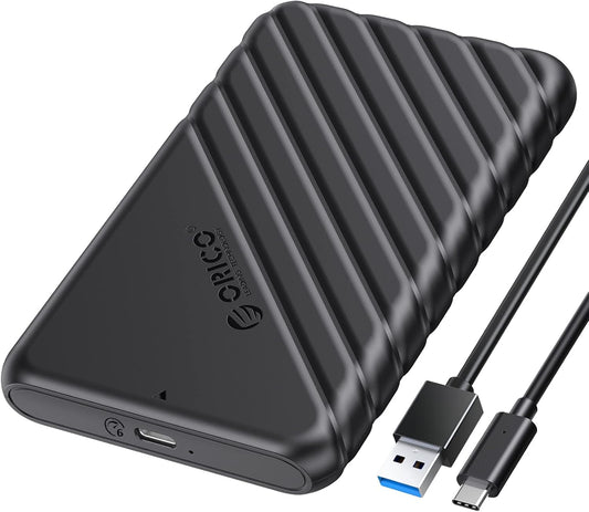 ORICO 2.5 inch USB C Hard Drive Enclosure USB 3.1 Gen 1 to SATA III External Hard Drive Case for SSD HDD 9.5 7mm Tool-Free with UASP, Black (25PW1-C3)