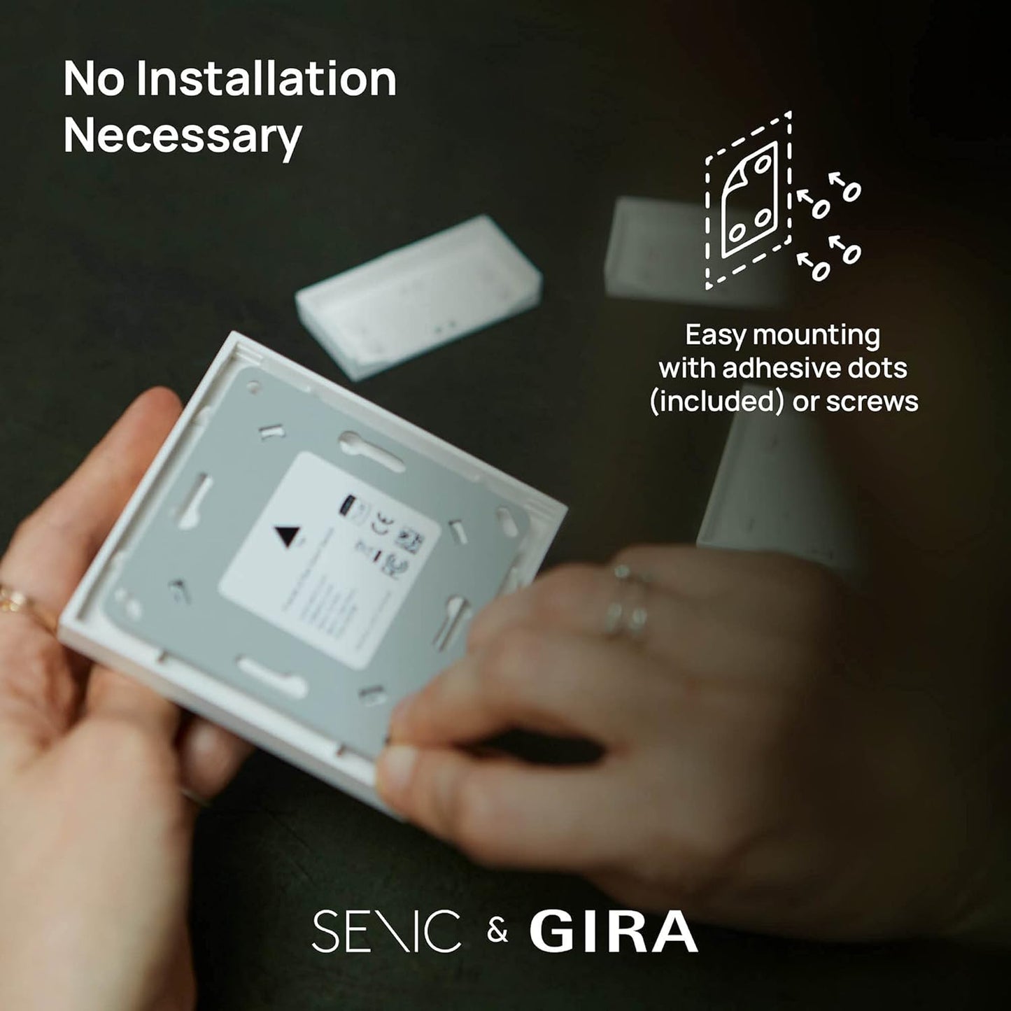 GIRA + Senic Friends of Hue Smart Switch | Wireless Homekit Light Switch and Dimmer | Compatible with Philips Hue (No Batteries, No Charging) | Made in Germany | Gira Light Switch Anthracite