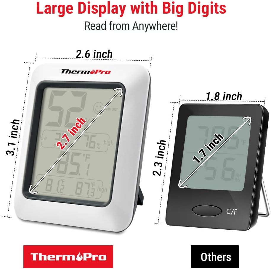 ThermoPro TP50 Digital Hygrometer Indoor Thermometer Room Thermometer and Humidity Gauge with Temperature Humidity Monitor