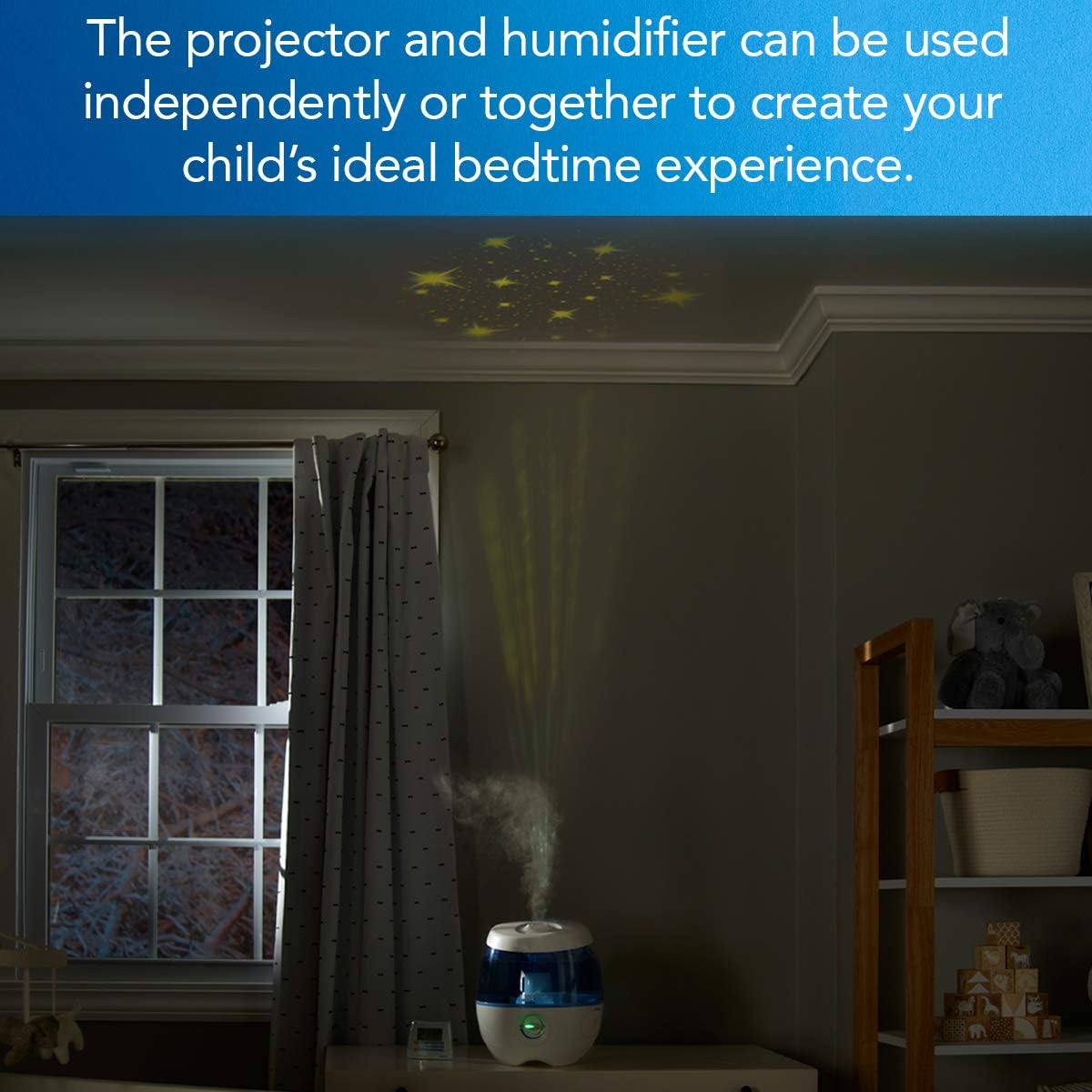 Vicks Sweet Dreams Cool Mist Humidifier, Blue, Medium Room, 1 Gallon Tank – Filter Free Cool Mist Humidifier for Baby and Kids Rooms with Light Up Display, Works with Vicks VapoPads
