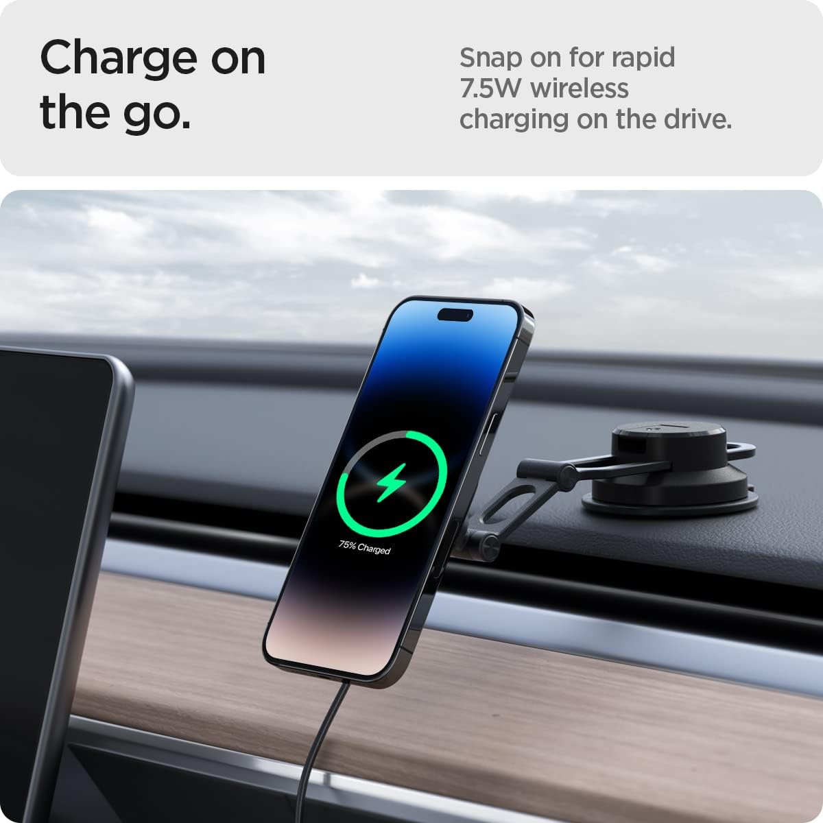 SPIGEN OneTap Pro 3 ITS35W-3 MagSafe Car Mount Wireless Charger for iPhone 16 15 14 13 12 Pro Max Plus mini MagSafe Case, Magnetic Dashboard Phone Holder Fast Charging for MagSafe Charger - Black