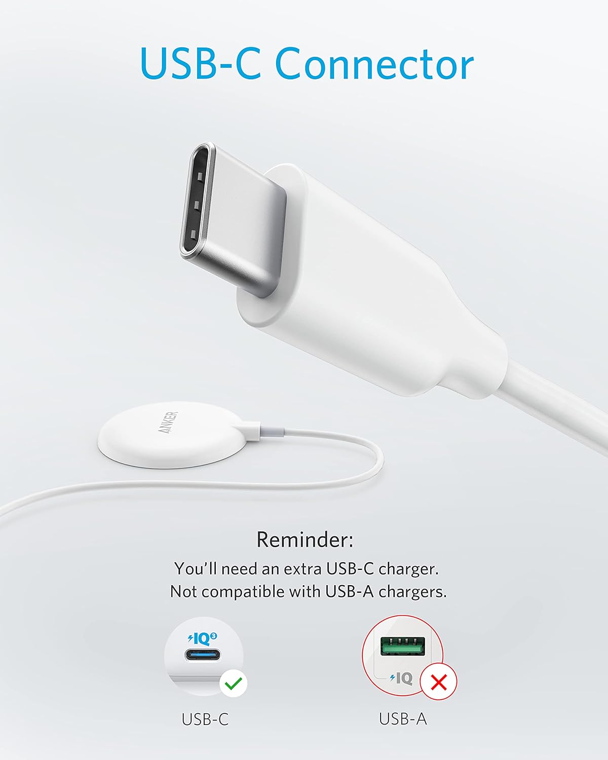 Anker Magnetic Wireless Charger, with 5 ft Built-in USB-C Cable, PowerWave Magnetic Pad Lite Only for iPhone 12/12 Pro / 12 Pro Max / 12 Mini (No AC Adapter)