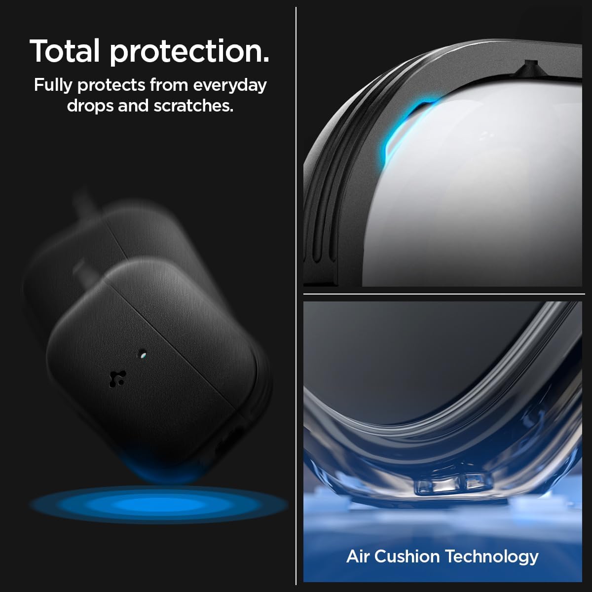 Caseology by Spigen Vault Designed for Airpods Pro 2nd Generation Case (2022/2023/2024) Drop Protection Cover with Carabiner - Matte Black