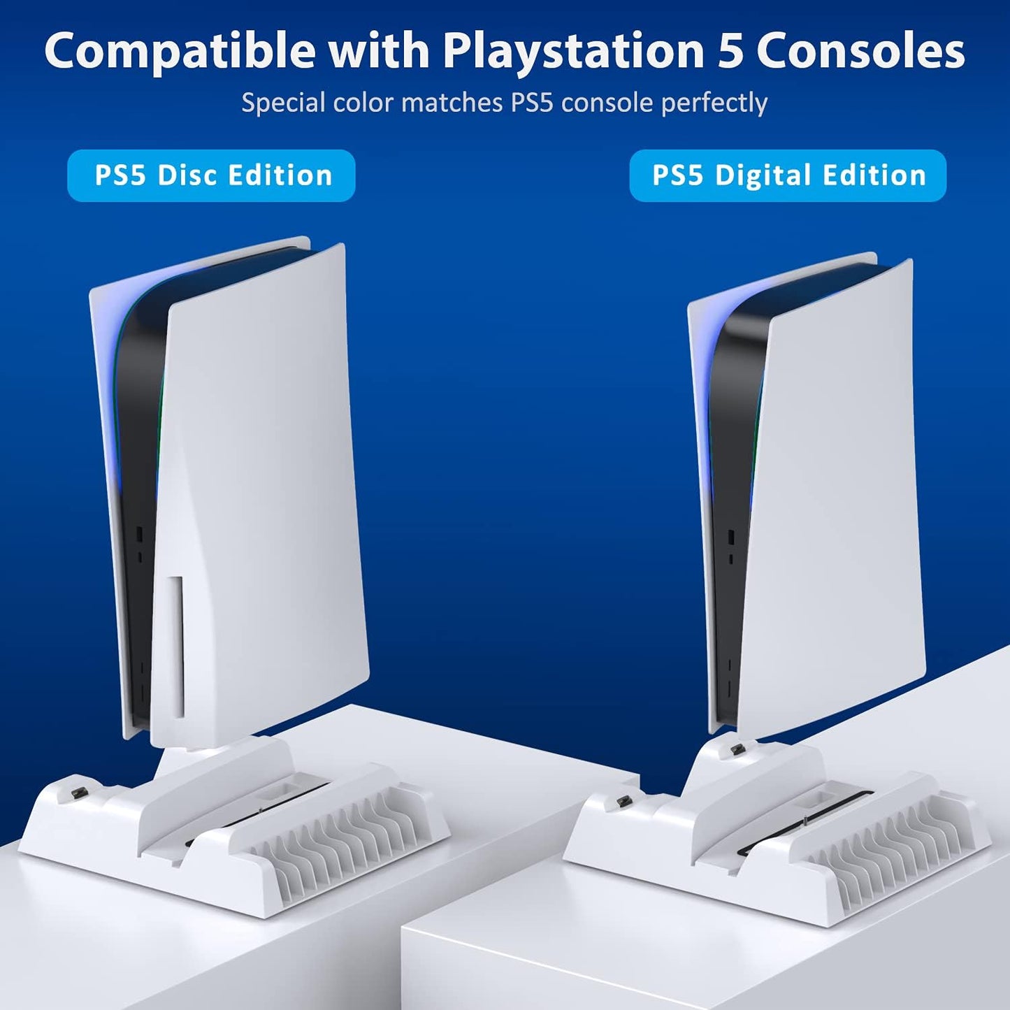 Cooling Stand with Controller Charger for Play Station 5 Disc Edition & Digital Edition