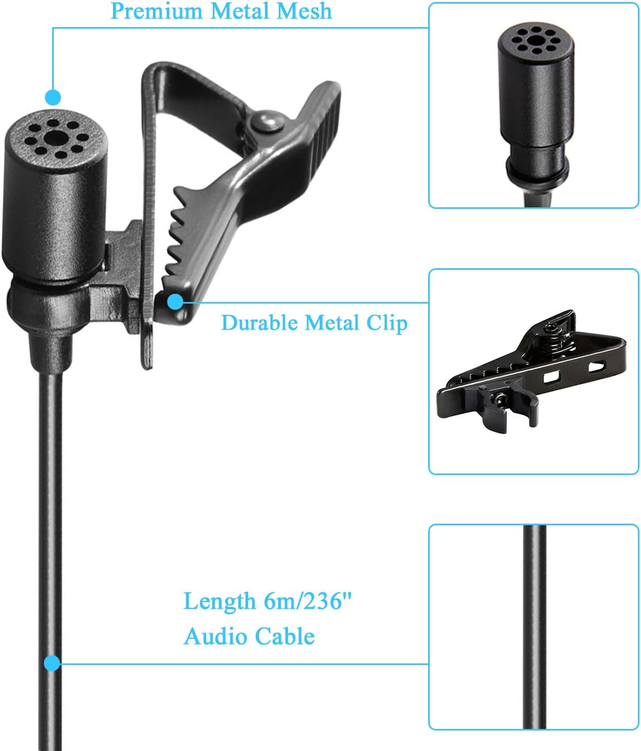 BOYA by M1 Lavalier Microphone for Smartphones Canon Nikon DSLR Cameras Camcorders Audio Recorder PC