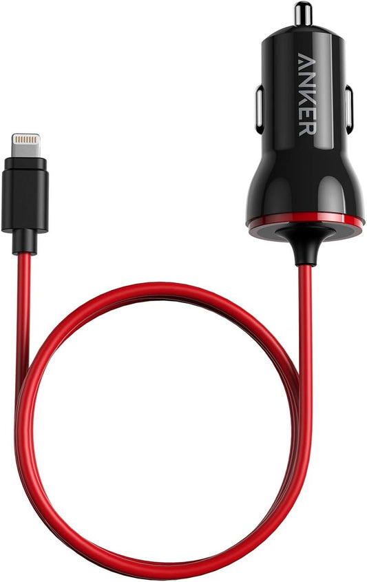 iPhone Car Charger, Anker 12W 5V Lightning [Mfi-Certified], PowerDrive Car Charger with 3ft Apple Certified Cable, for iPhone 14 13 12 11 Pro Max mini XS XR X 8 7 6 Plus, iPad Pro/Air 2/mini, and More