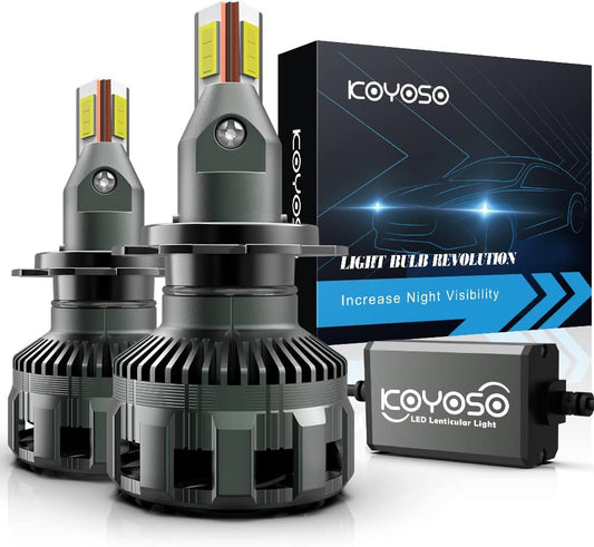 H7 LED Car Light Bulbs, KOYOSO 90W 16000LM for Lenticular Headlight, 6500K White 12V