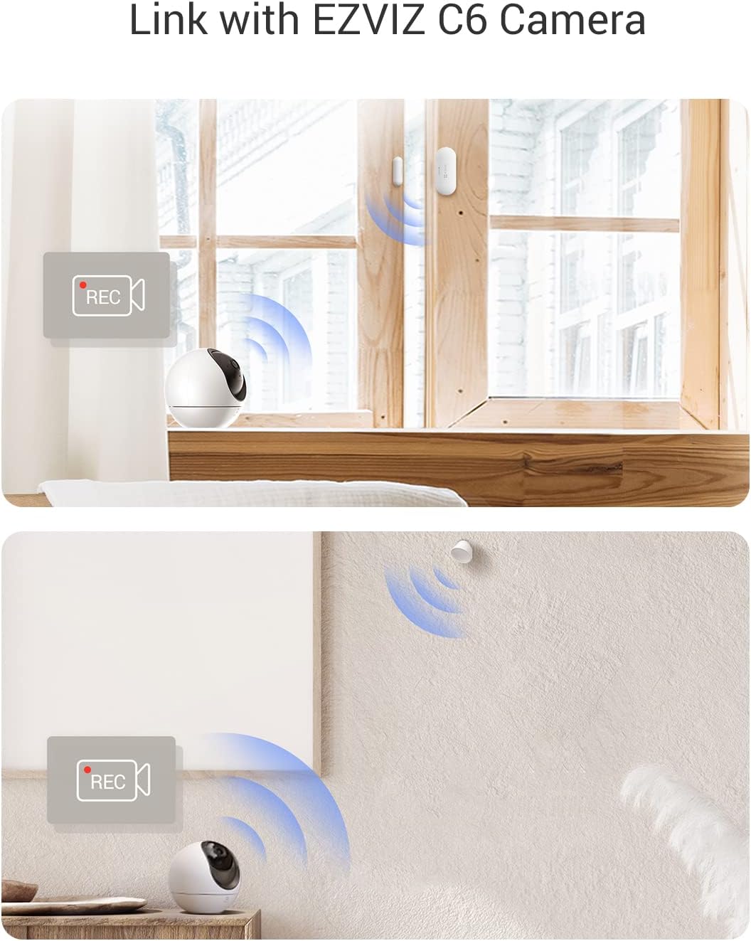 EZVIZ Alarm 4-Piece Sensor Kit Wi-Fi, PIR Human Motion Detector, Open/Close Contact Sensor for Door/Window, SOS Emergency Button for Elderly, Security System with Home Gateway, APP Instant Alerts