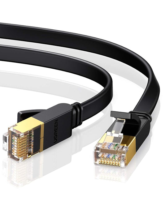 UGREEN Cat 7 Ethernet Cable, 10FT Ethernet Cable with 10Gbps High Speed, 100% Pure Copper Wire and Gold-Plated Connectors, Flat Design, Compatible with Gaming PS5/4/3 Xbox PC Laptop Modem Router