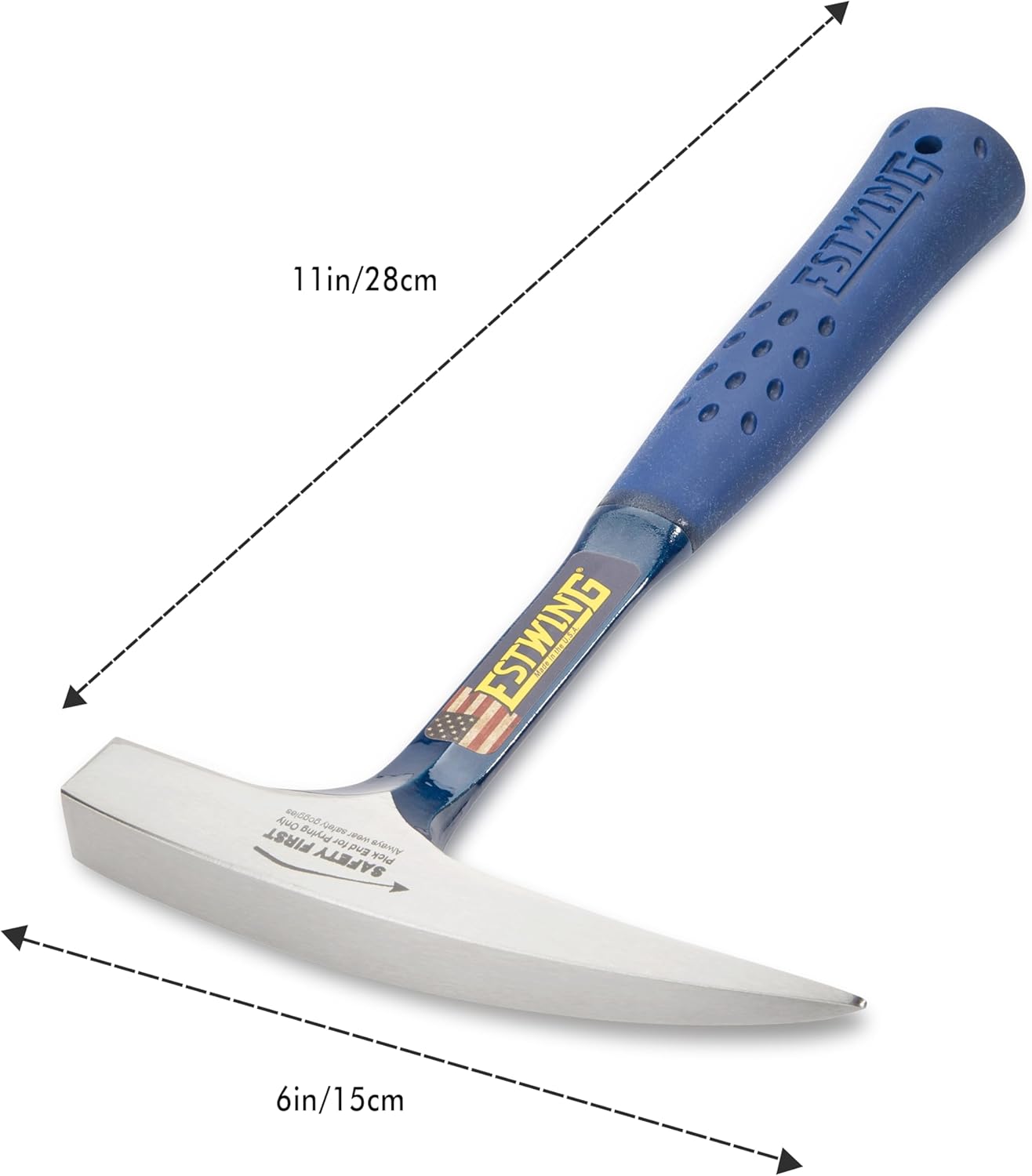 ESTWING Rock Pick - 14 oz Geology Hammer with Pointed Tip & Shock Reduction Grip - E3-14P