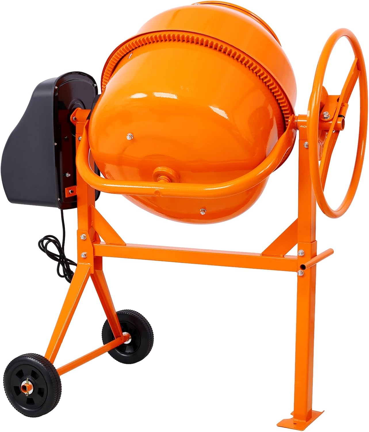 Cement Mixer, 5 Cu. Ft Electric Concrete Mixer Machine, 650W AC Motor Portable Power Cement Mixers for Mortar, Stucco and Fodder, Orange