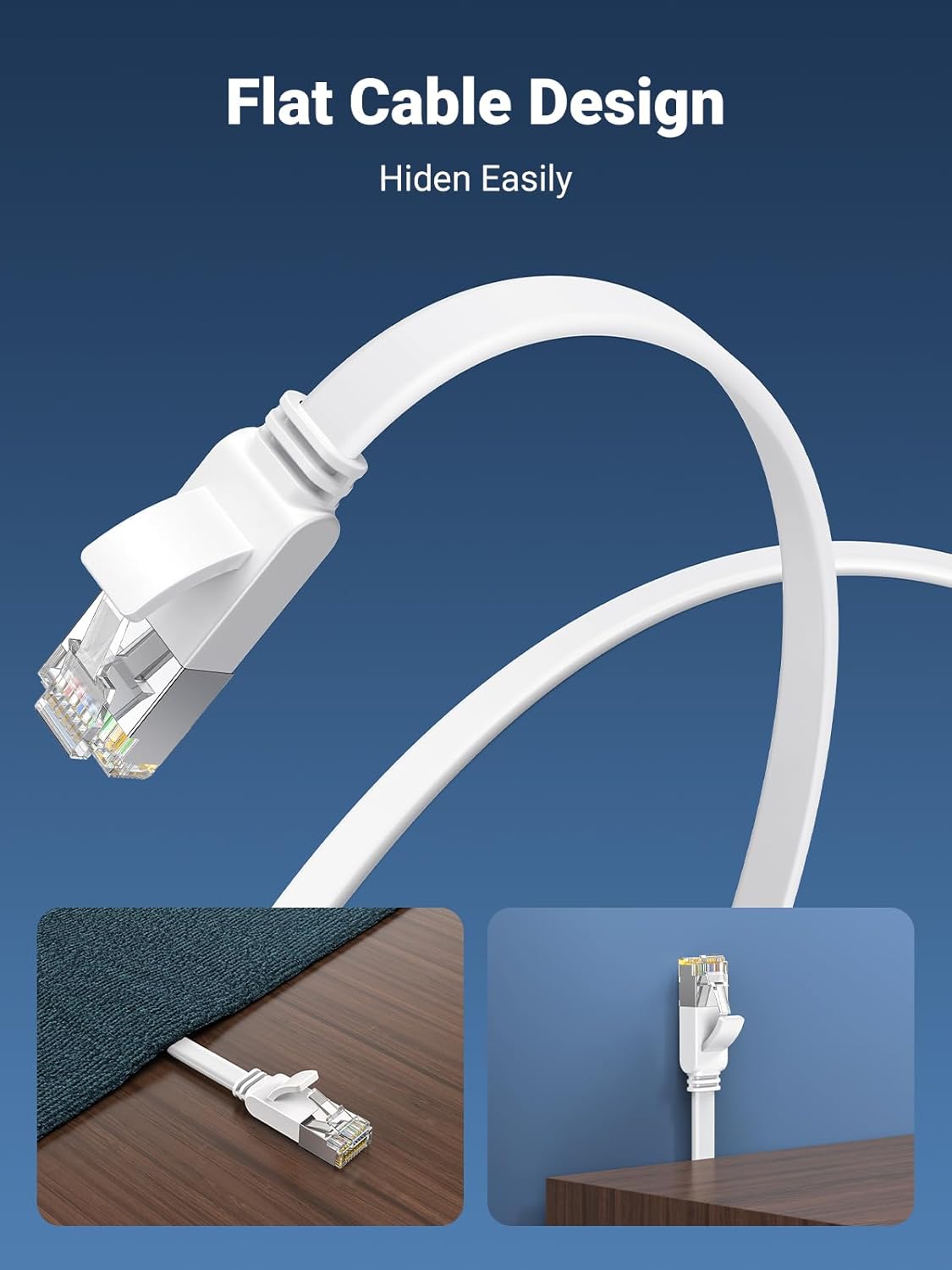 UGREEN Ethernet Cable 20M, Flat RJ45 LAN Gigabit CAT 6 Network Cable, Pure Copper Core High-Speed 1000Mbps for 250Mhz/s Patch Cord Internet Cable for Xbox Switch PS5 PS4 Extender Router Modem