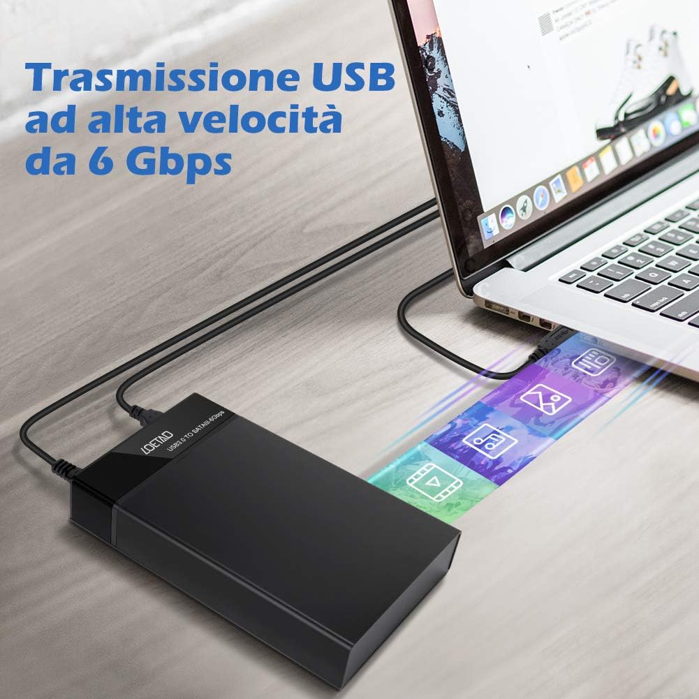 LOETAD External Hard Drive Housing for 3.5"/2.5", USB 3.0, with USAP Enclosure External Hard Drive for 7mm and 9.5mm SATA I/II/III HDD SSD up to 10TB Compatible with Windows/Lunux/Mac PC, Smart TV, etc.