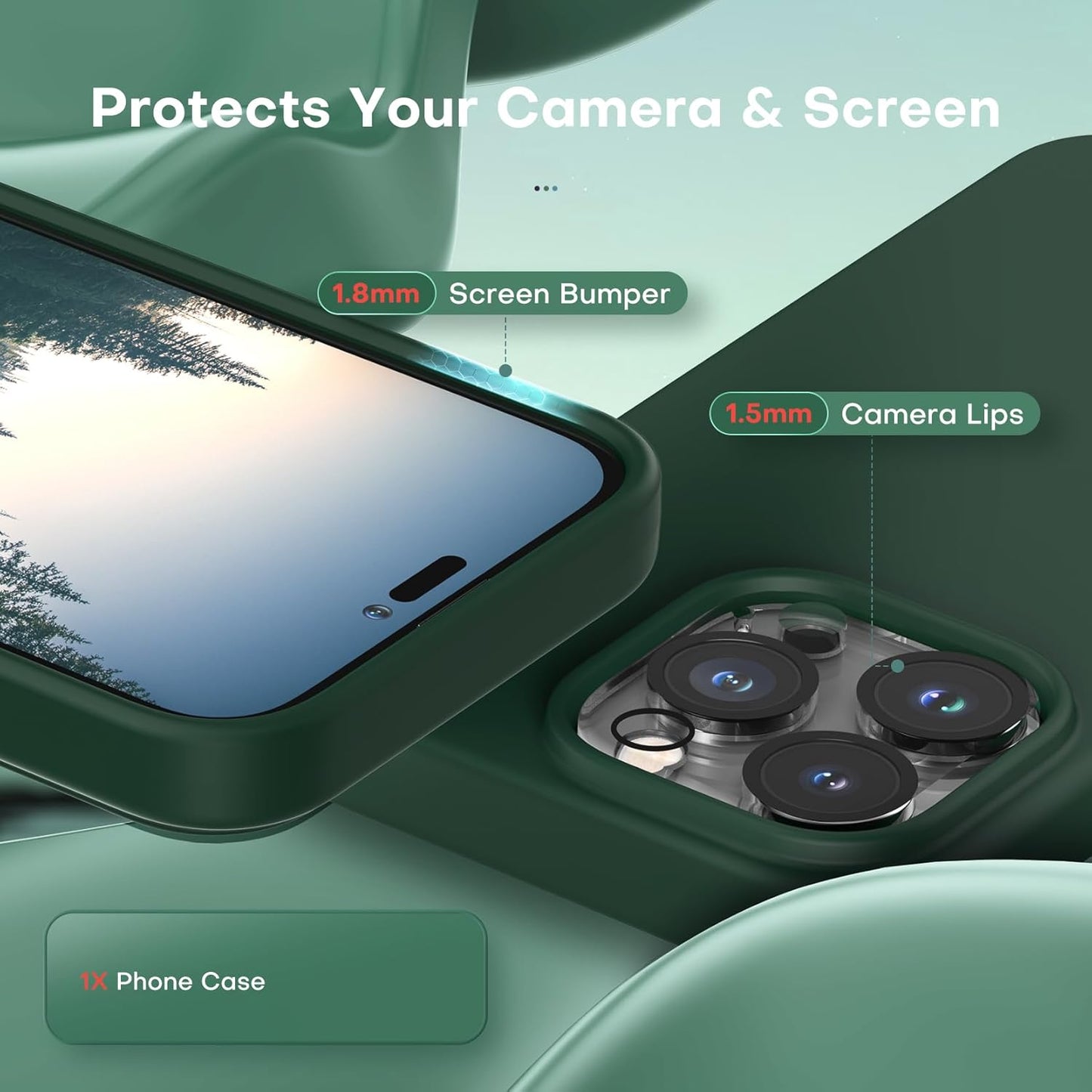 TOCOL iPhone 14 Pro Case, 5 in 1 Case for iPhone 14 Pro, with 2 Tempered Screen Protector + 2 Camera Lens Protector, Slim Liquid Silicone Shockproof Case [Anti-Scratch] [Anti-Scratch] [Anti-Scratch