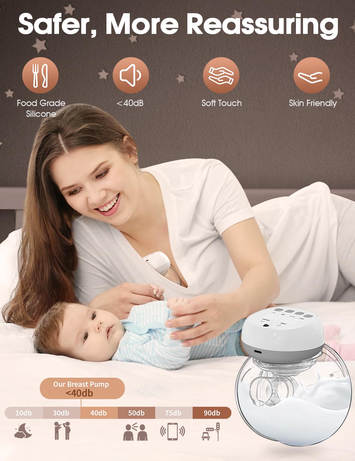 Wearable Breast Pump Hands Free Breast Pump 12 Levels 3 Modes Portable Electric Breast Pump w/Remote Control,140°Soft Silicone,LCD,1200mAh Battery,Low Noise Leak-Proof Painless Breastfeeding