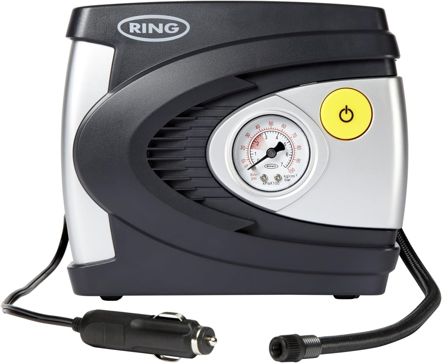 RING RAC610 12V Analog Tire Compressor, Inflates Fully deflated car tire in 4.5 Minutes