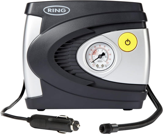 RING RAC610 12V Analog Tire Compressor, Inflates Fully deflated car tire in 4.5 Minutes