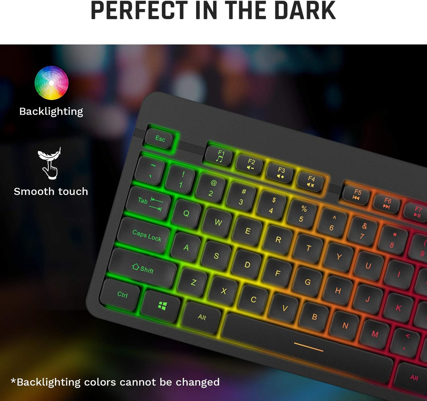 KLIM Light V2 Rechargeable Wireless Keyboard - New Version - Slim Durable Ergonomic - Backlit Wireless Gaming Keyboard for Laptop PC Mac PS4 PS5 Xbox One - Long-Lasting Built-in Battery