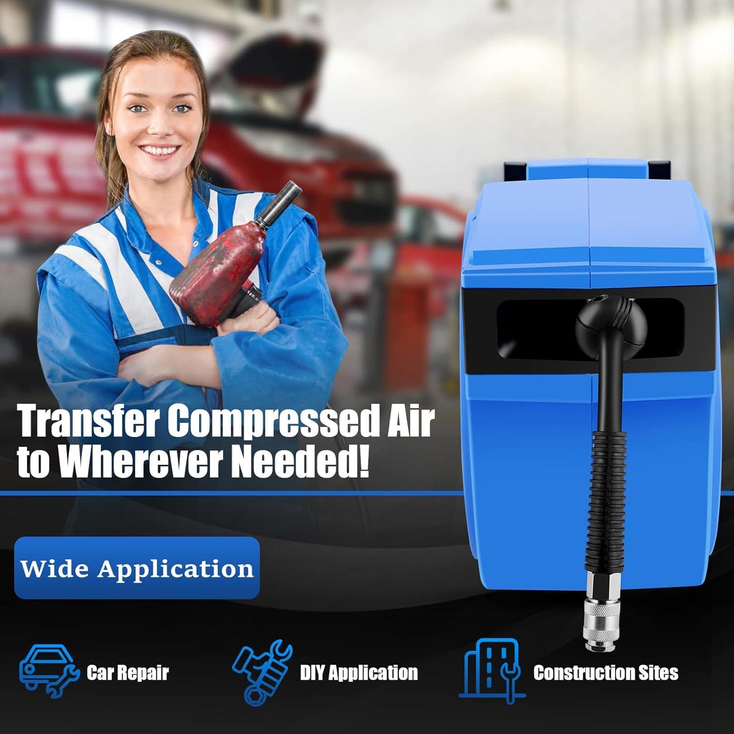 Himimi 15 m 3/8 Inch Compressed Air Hose Reel Retractable