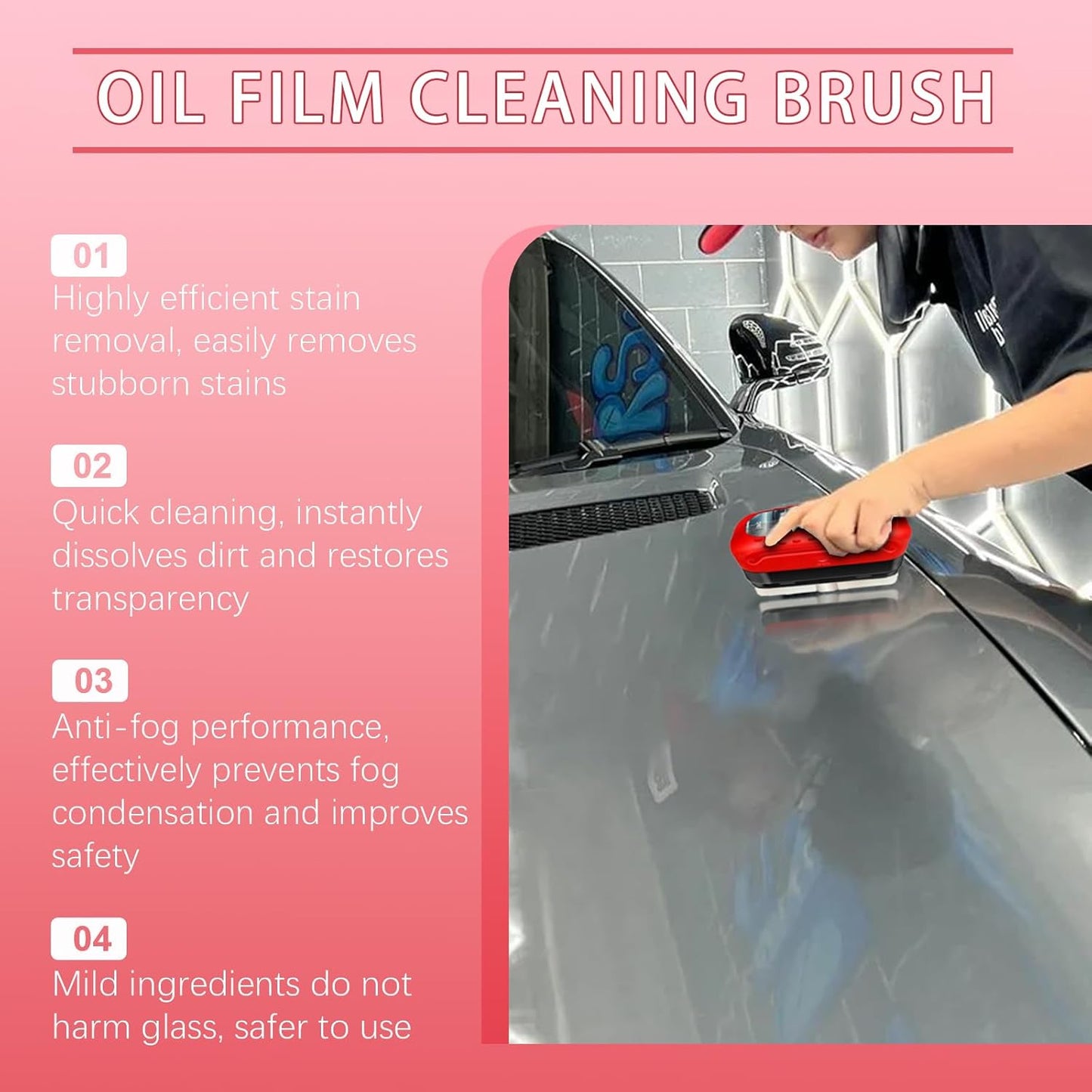 Automotive Oil Film Cleaning Brush, Reusable Oil Film Cleaning Brush, One-Piece Automotive Oil Cleaning Brush, Rain and Fog Proof Glass Cleaning Board, 120ml Capacity (1Pc)