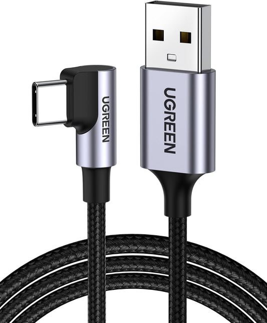 UGREEN Right Angle USB C Cable, USB A to USB C Cable 90 Degree Type C Cord Compatible with iPhone 16/16 Plus/16 Pro/16 Pro Max/15, Galaxy S24/S23/S10/S10+,...
