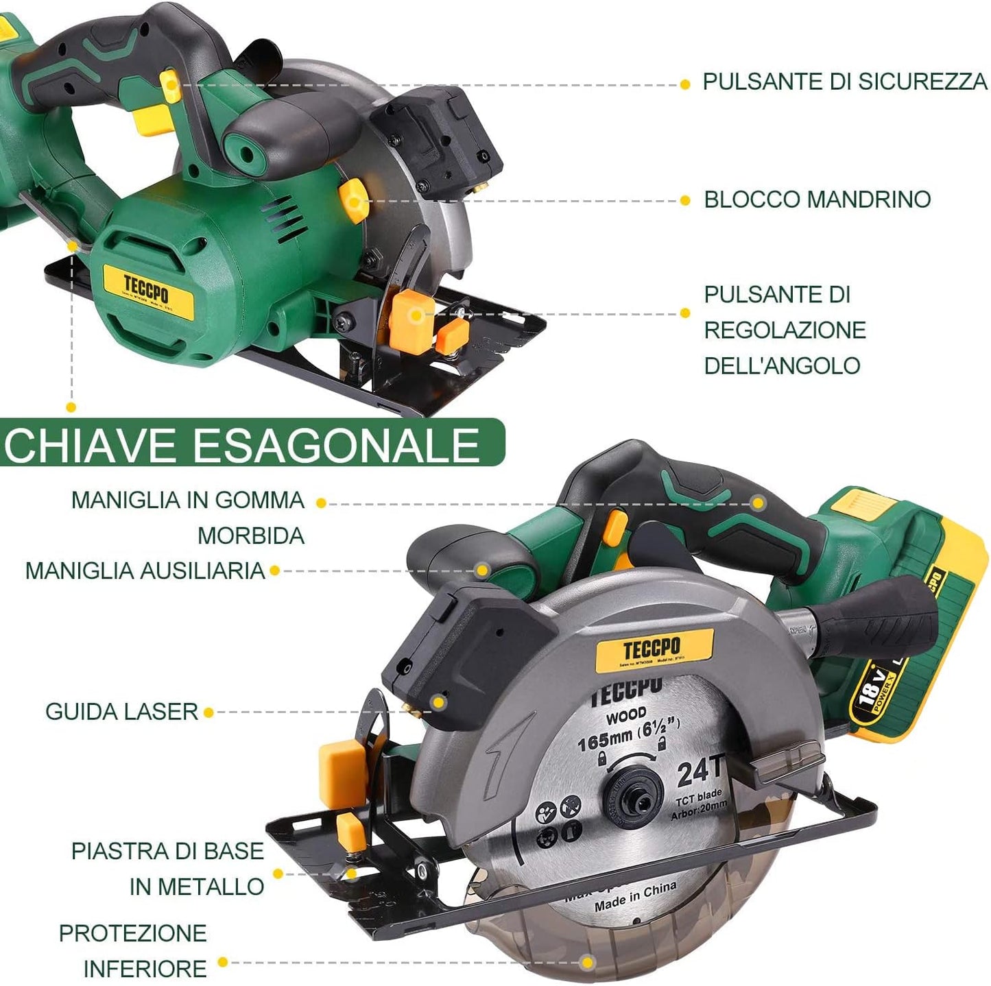 Cordless Circular Saw Teccpo MTW300B