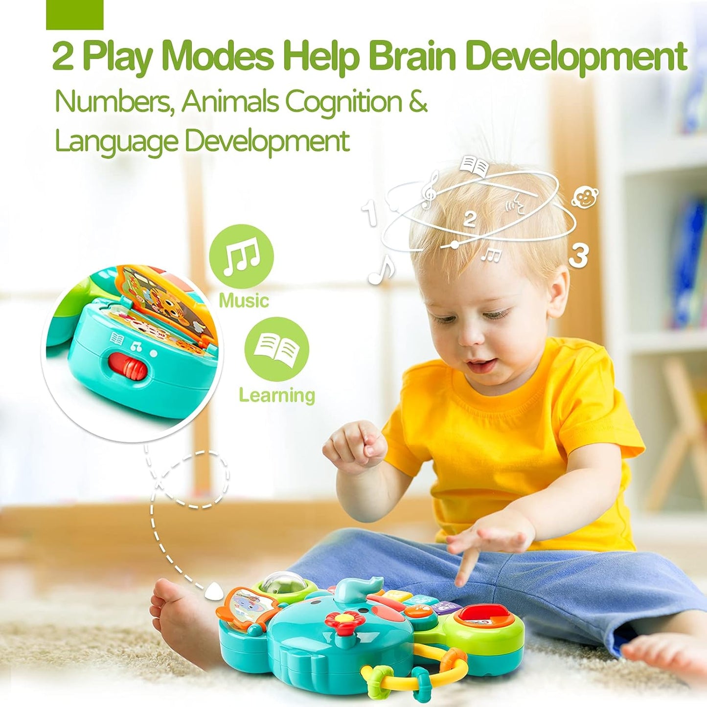 Hahaland Baby Toy from 6 Months Girls, Elephant Music Toy, Motor Skills Toy, Musical Instruments with Light and Sound, Children's Keyboard Baby Toy from 1 Year Girls Boys
