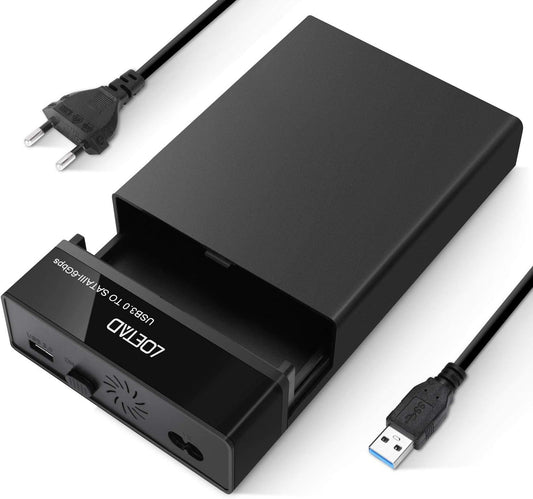 LOETAD External Hard Drive Housing for 3.5"/2.5", USB 3.0, with USAP Enclosure External Hard Drive for 7mm and 9.5mm SATA I/II/III HDD SSD up to 10TB Compatible with Windows/Lunux/Mac PC, Smart TV, etc.