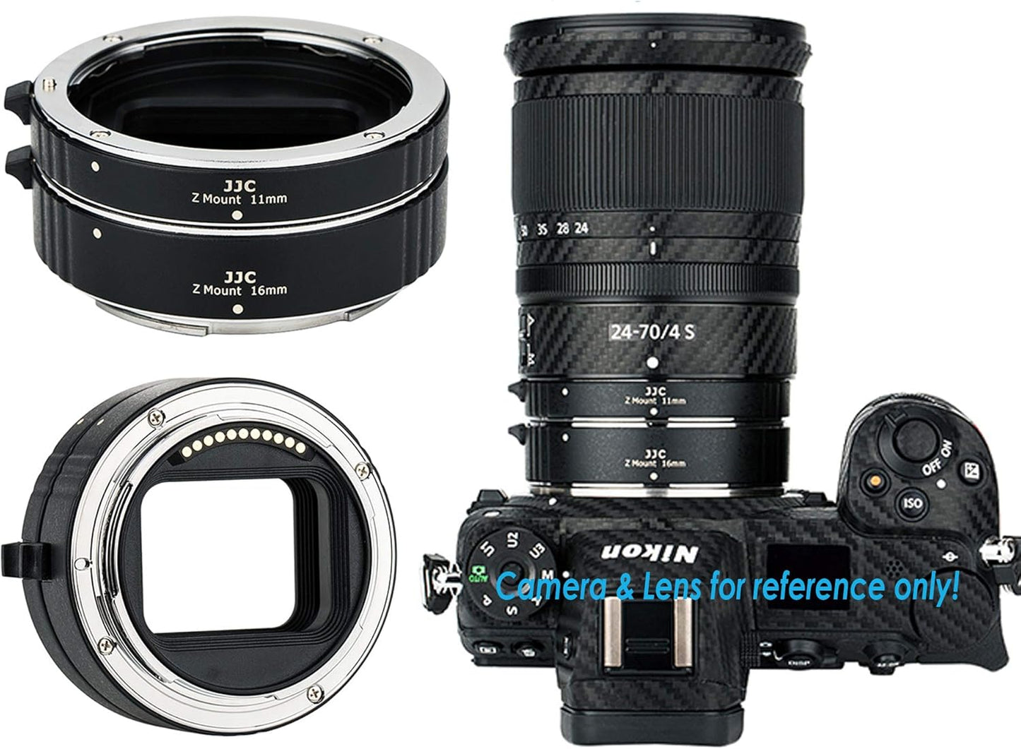 JJC Nikon Z Mount Auto Focus Automatic Extension Tubes, Macro Photography Tube for Nikon Mirrorless Camera Z50 Z5 Z6 Z7 Z6II Z7II, Closeup Portrait, Brass Mount Gilt Metal Contact, 11mm +16mm Tubes