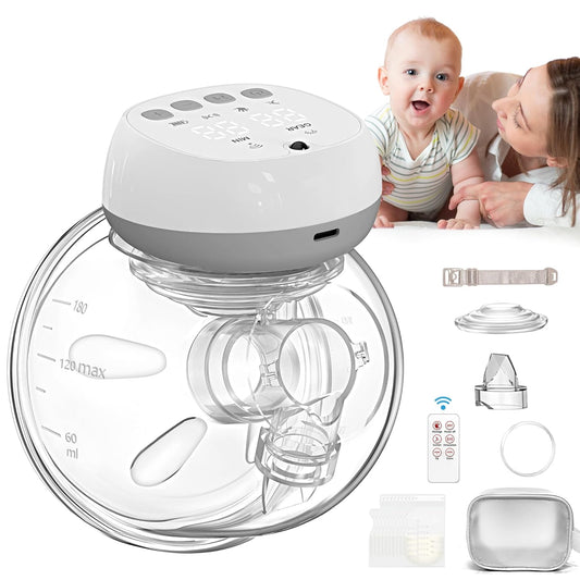 Wearable Breast Pump Hands Free Breast Pump 12 Levels 3 Modes Portable Electric Breast Pump w/Remote Control,140°Soft Silicone,LCD,1200mAh Battery,Low Noise Leak-Proof Painless Breastfeeding
