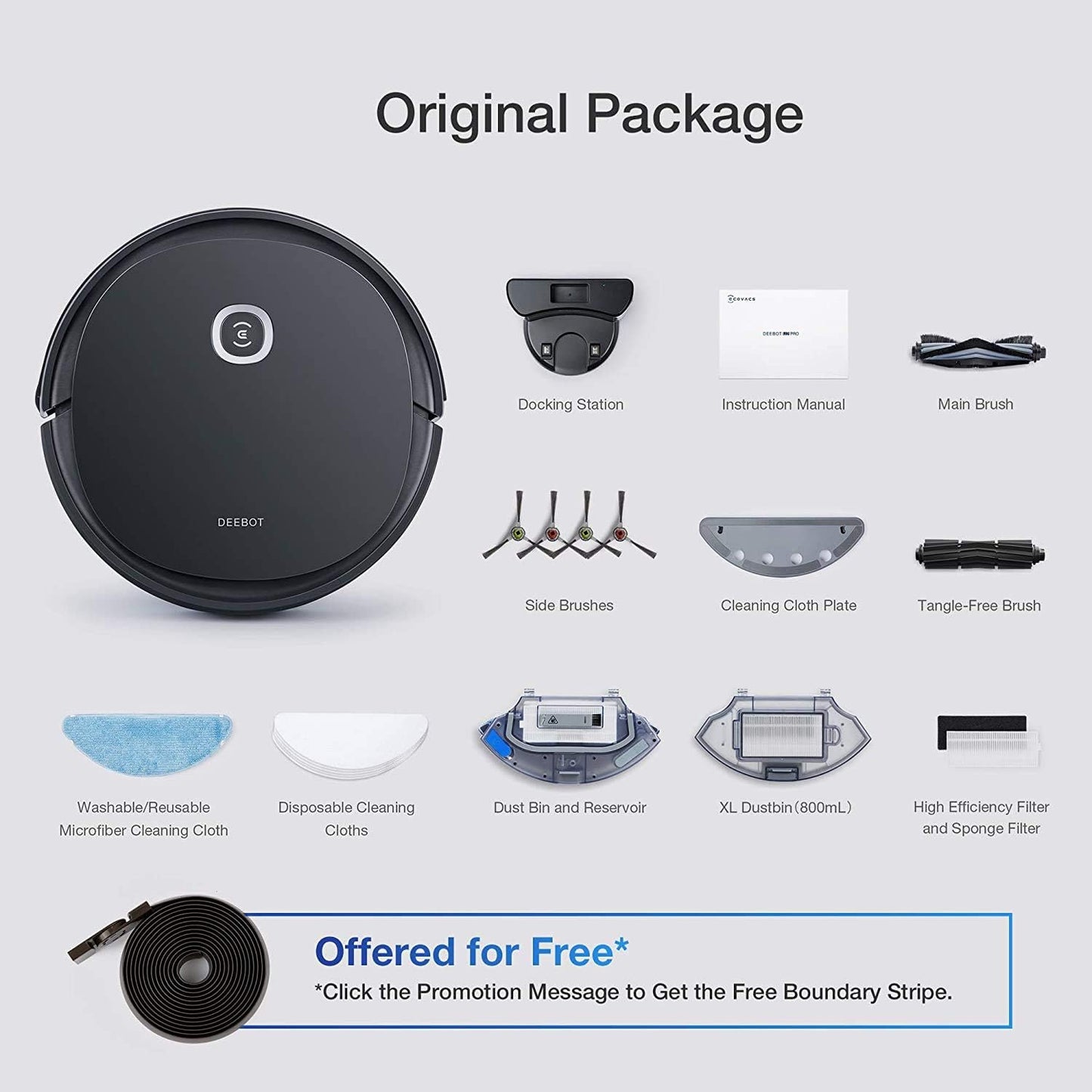 ECOVACS DEEBOT OZMO U2 Pro Robot Vacuum Cleaner 2 in1 Vacuum and Mop, Extra Pet Care Kit 800ml Large Dustbin & Tangle-Free Brush, Ideal for Pet Hair, No-Go Zones, 2.5Hrs Run Time, Voice/App Control