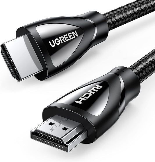 UGREEN 8K HDMI Cable 2.1 6.6FT, 48Gbps Ultra High Speed Braided HDMI Cord 10K 8K@60Hz 4K@240Hz, eARC HDR10 HDCP 2.2&2.3, Compatible with PS5/Xbox Series X/Roku TV/HDTV/Blu-ray