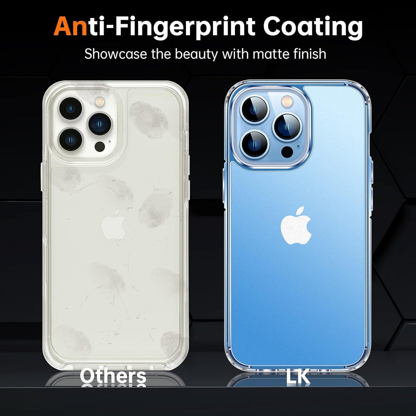 LK for iPhone 13 Pro Case, 2 Pack Tempered Glass Screen Protector + 2 Packs Lens Protector, Matte-Finish, All-Round Protection, Shockproof, Anti-Scratches Kit for iPhone 13 Pro case