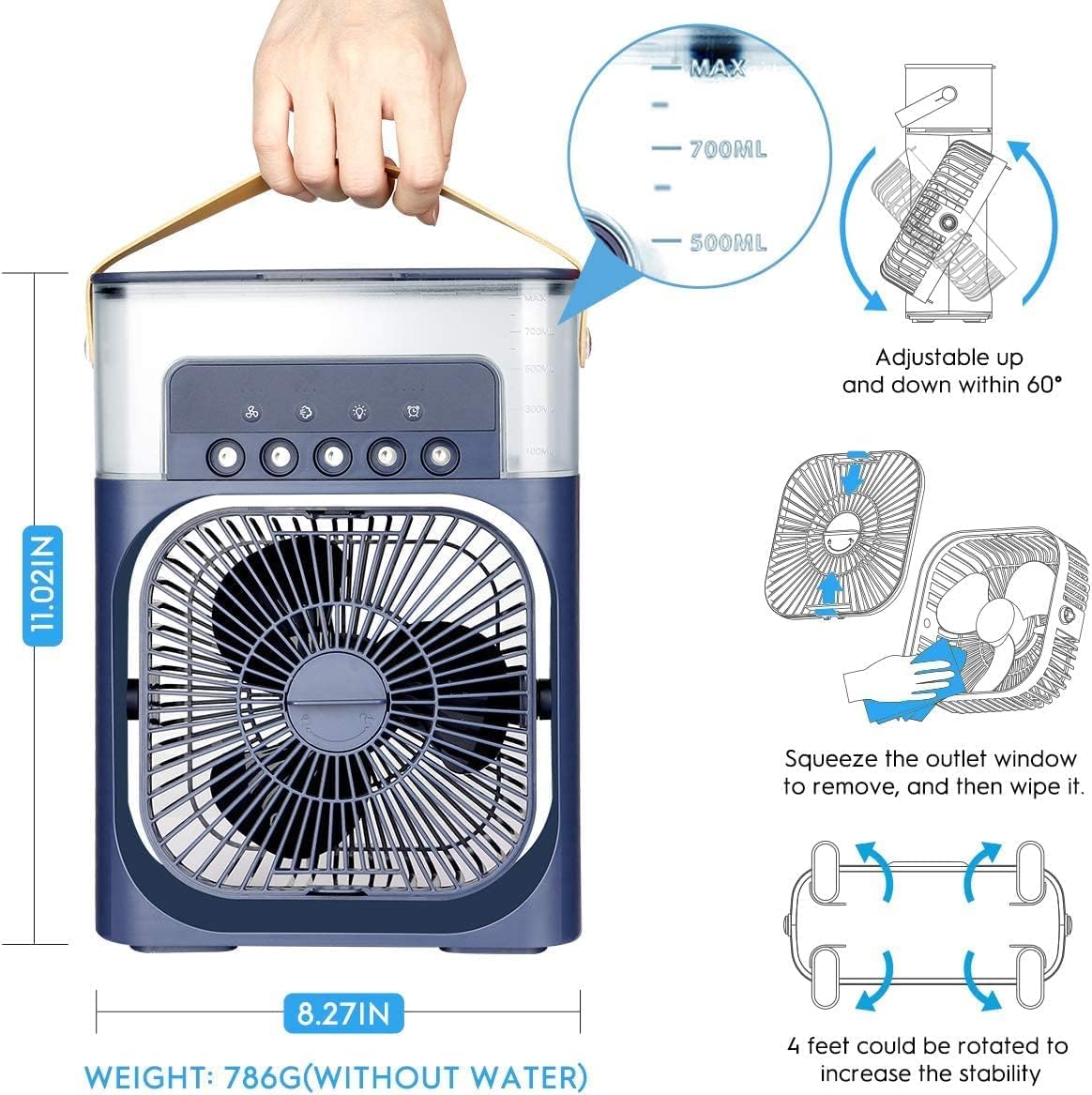SKYLUME® Mist Fan with 5 Hole Spray, Efficient Cooling for Home, Office, and Outdoor Spaces, Ultra-Quiet and Portable