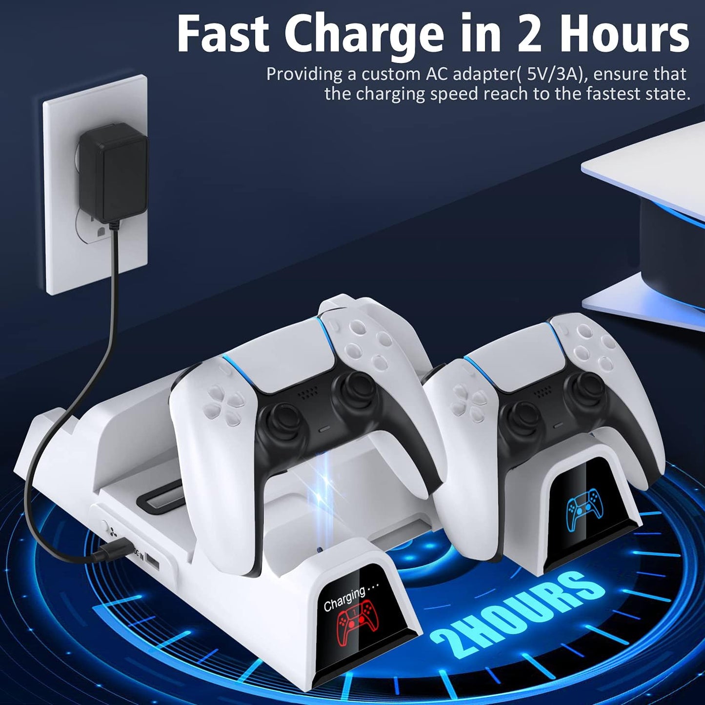 Cooling Stand with Controller Charger for Play Station 5 Disc Edition & Digital Edition