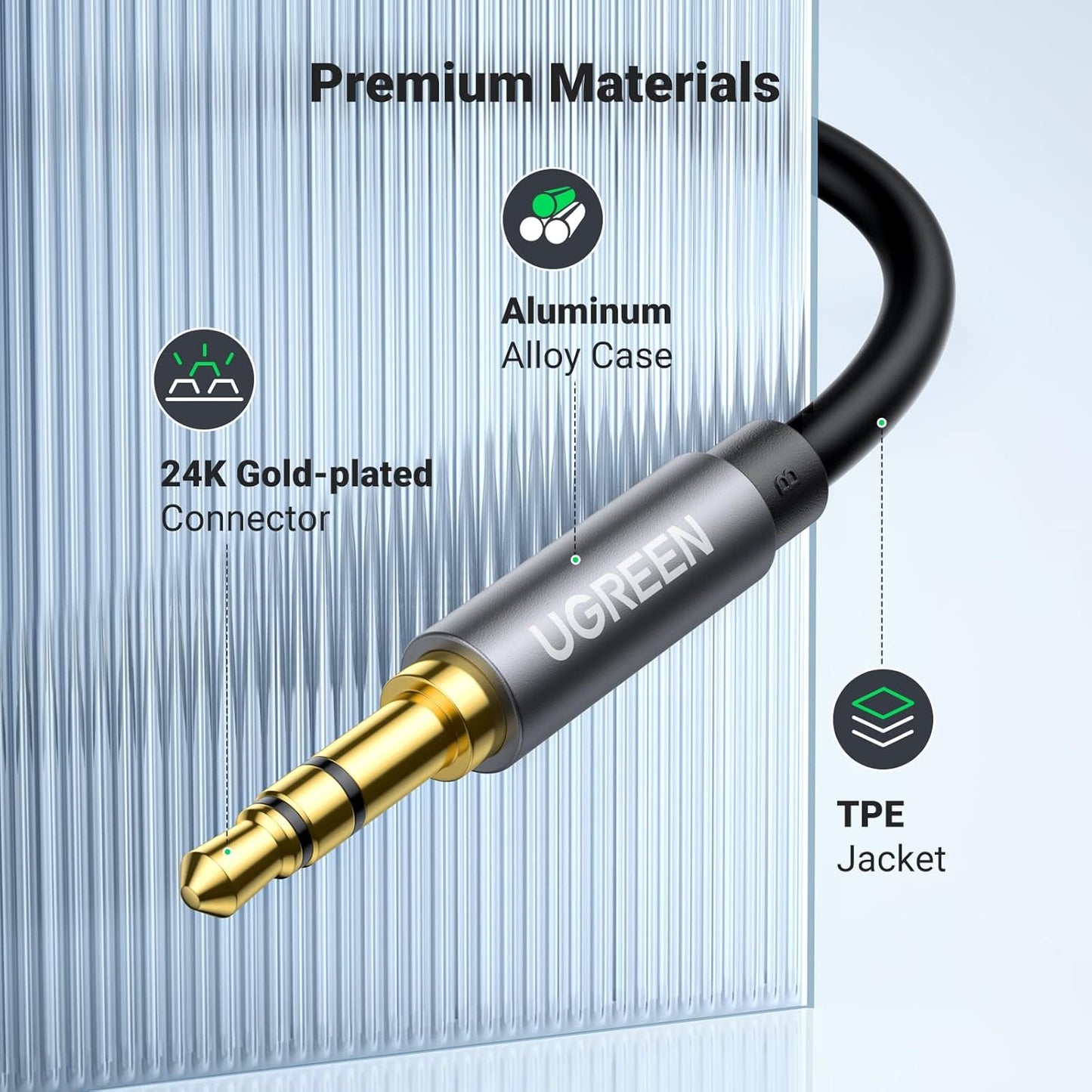 UGREEN Headphone Extension Cable 3.5mm Extension Gold Plated Aux Cable Audio Stereo Jack Male to Female TRS Cord Extender Compatible with iPhone iPad Phones Tablets Media Players, 16FT