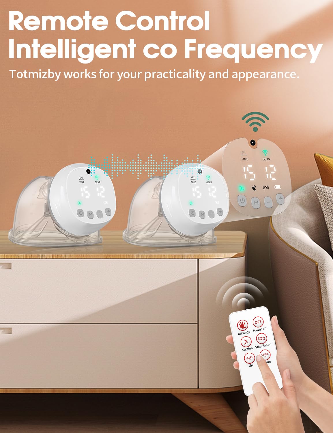 Wearable Breast Pump Hands Free Breast Pump 12 Levels 3 Modes Portable Electric Breast Pump w/Remote Control,140°Soft Silicone,LCD,1200mAh Battery,Low Noise Leak-Proof Painless Breastfeeding