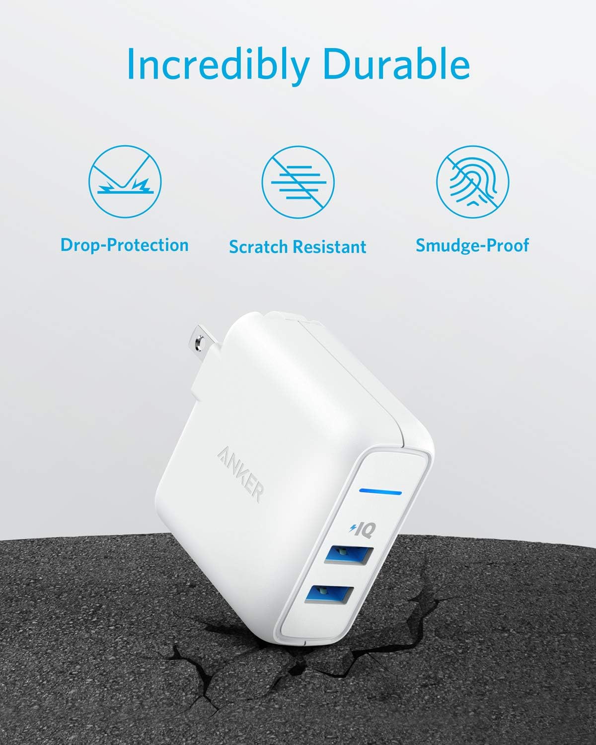 USB Charger, Anker Elite Dual Port 24W Wall Charger, PowerPort 2 with PowerIQ and Foldable Plug for iPhone 15/14/13/12/11 Series, iPad Pro/Air 2/Mini 3/Mini 4, Samsung S4/S5, and More