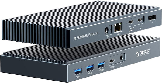 Thunderbolt 3 Dock 9-in-1 Dual M.2 NVMe/NGFF Enclosure, ORICO USB C Docking Station 40Gbps, 8K@60Hz Display or 4K@60Hz Dual Display, 60W Charging Power for Laptop, 15W for Smartphone, Daisychain.