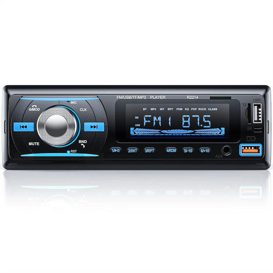 Chismos R2214 4x65W Bluetooth 5.0 Car Radio, FM/AM/RDS with Remote, USB/AUX/SD/TF/MP3/WMA/WAV Player, 1 DIN Stereo, Handsfree, iOS/Android Compatible
