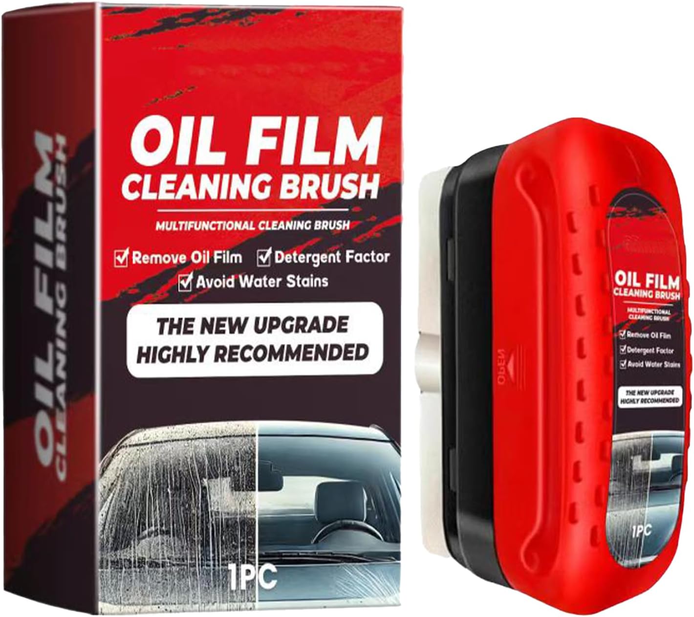 Automotive Oil Film Cleaning Brush, Reusable Oil Film Cleaning Brush, One-Piece Automotive Oil Cleaning Brush, Rain and Fog Proof Glass Cleaning Board, 120ml Capacity (1Pc)