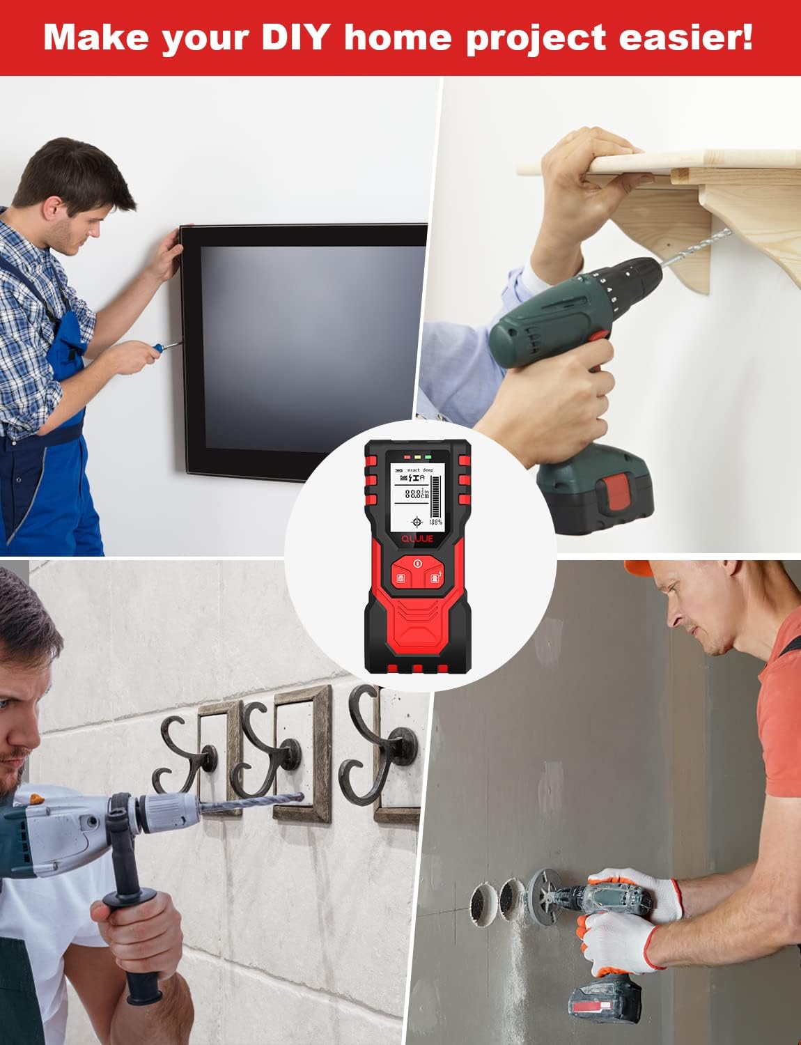 QLUUE Stud Finder Wall Scanner 5 in 1